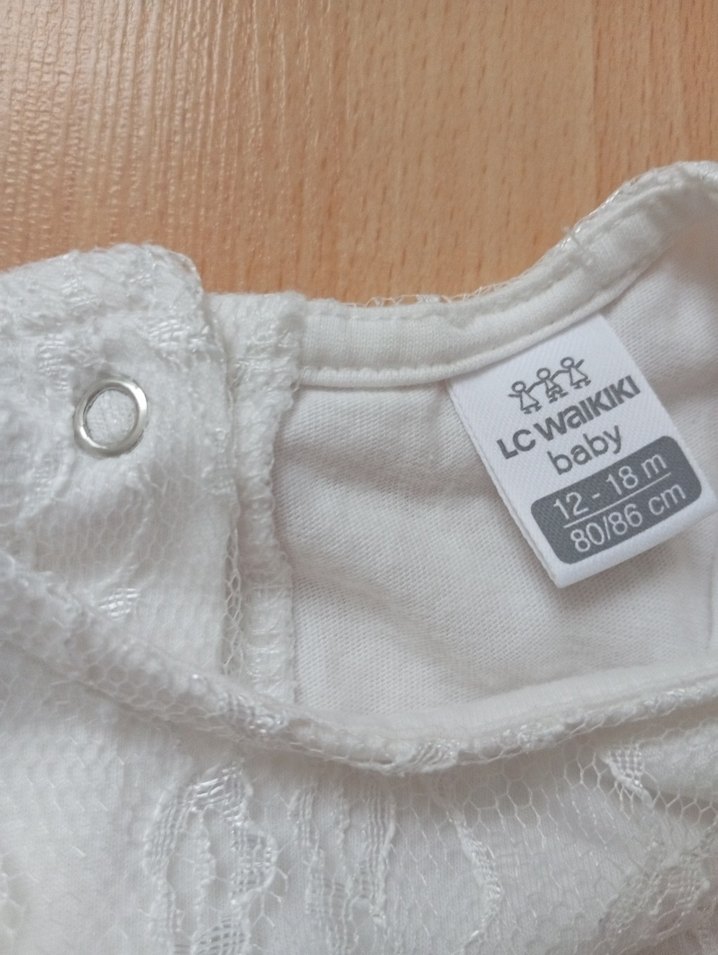 Kız Çocuk Beyaz Fırfırlı Pamuklu Elbise - Görsel 4