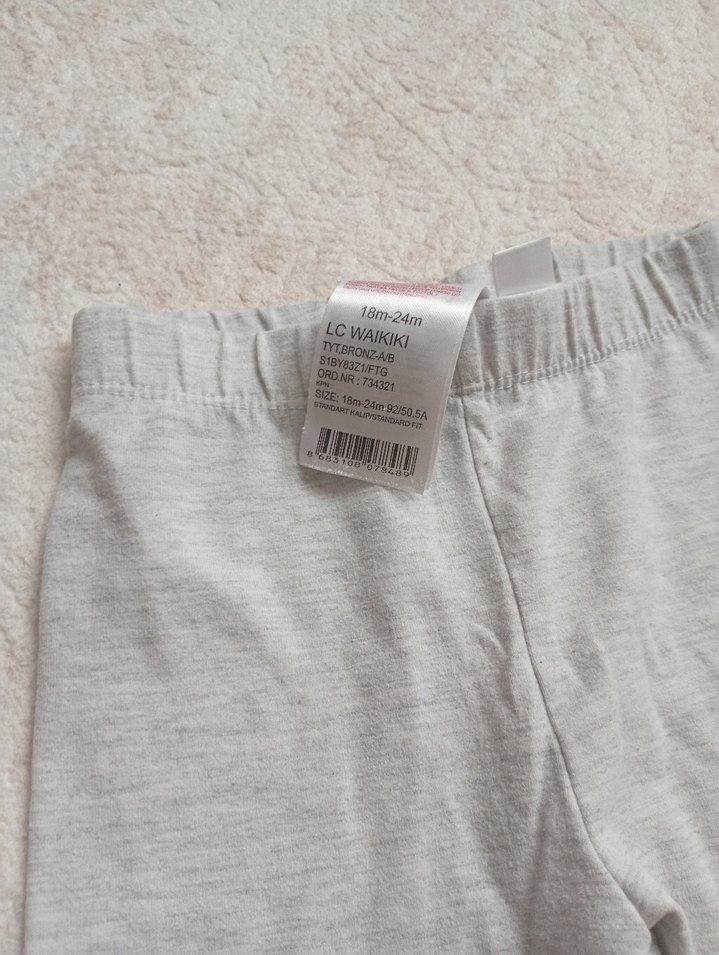 Kız Çocuk Gri Pamuklu Tayt - Görsel 3