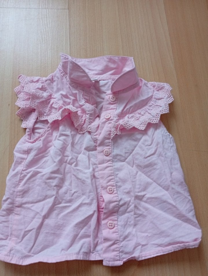 Kız Çocuk Pembe Fırfırlı Kolsuz Bluz - Görsel 2