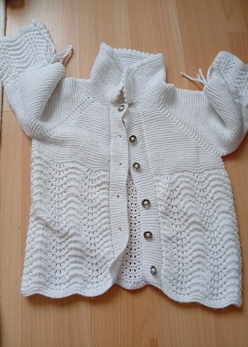 Bohem Tarz Beyaz Örgü Kız Hırka - Görsel 2