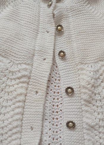 Bohem Tarz Beyaz Örgü Kız Hırka - Görsel 3