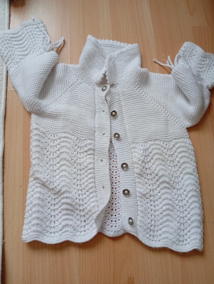 Bohem Tarz Beyaz Örgü Kız Hırka - Görsel 2