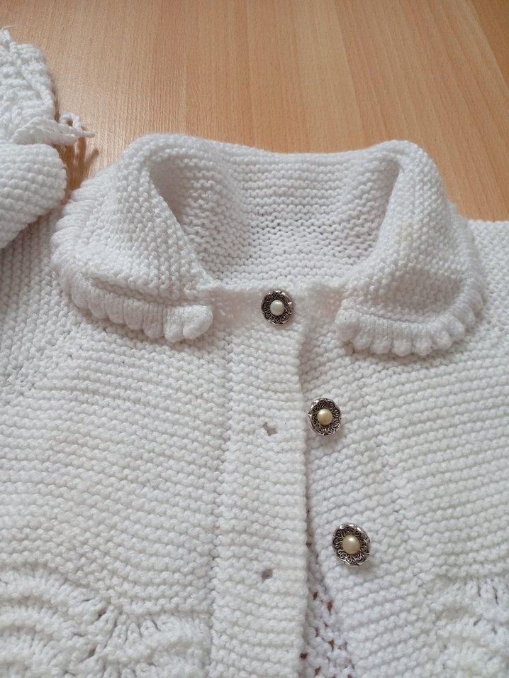 Bohem Tarz Beyaz Örgü Kız Hırka - Görsel 4