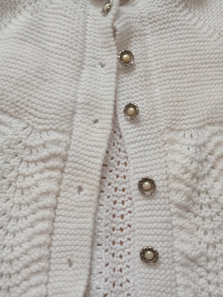 Bohem Tarz Beyaz Örgü Kız Hırka - Görsel 3