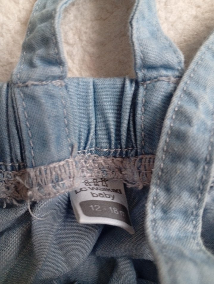 Kız Çocuk Mavi Düğmeli Askılı Kot Etek - Görsel 3