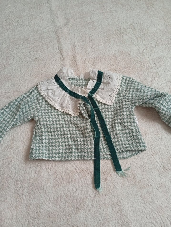 Nakışlı Yeşil Kız Triko Bluz - Görsel 2