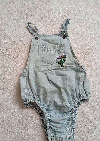 Gri Nakışlı El Bebek Kot Tulum - Görsel 3