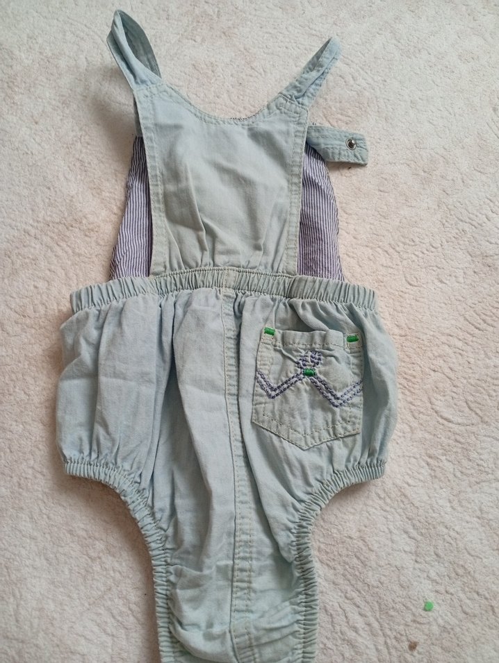 Gri Nakışlı El Bebek Kot Tulum - Görsel 2