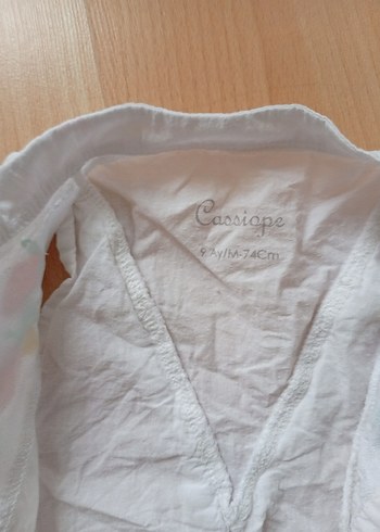 Nakışlı Beyaz Kız Kolsuz Keten Gömlek - Görsel 3