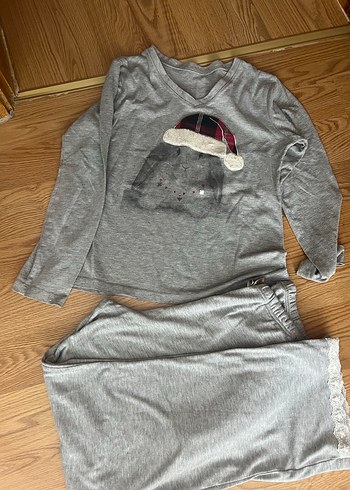 s Beden Gri Baskılı Uzun Kollu Hamile Pijama Takımı kalitesi mükemmel