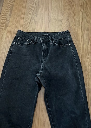 Kadın Siyah Midi Boy Denim Pantolon - Görsel 2