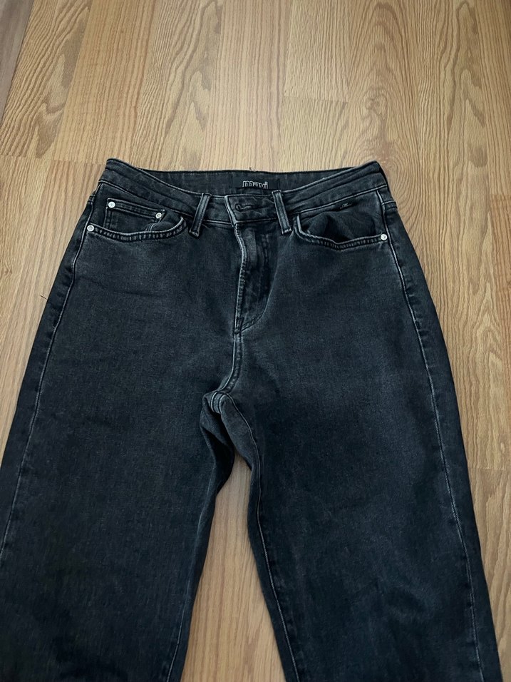 Kadın Siyah Midi Boy Denim Pantolon - Görsel 2