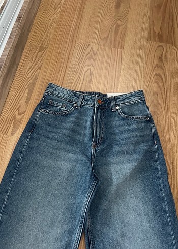 Gri Midi Boy Kadın Denim Pantolon wide leg - Görsel 2