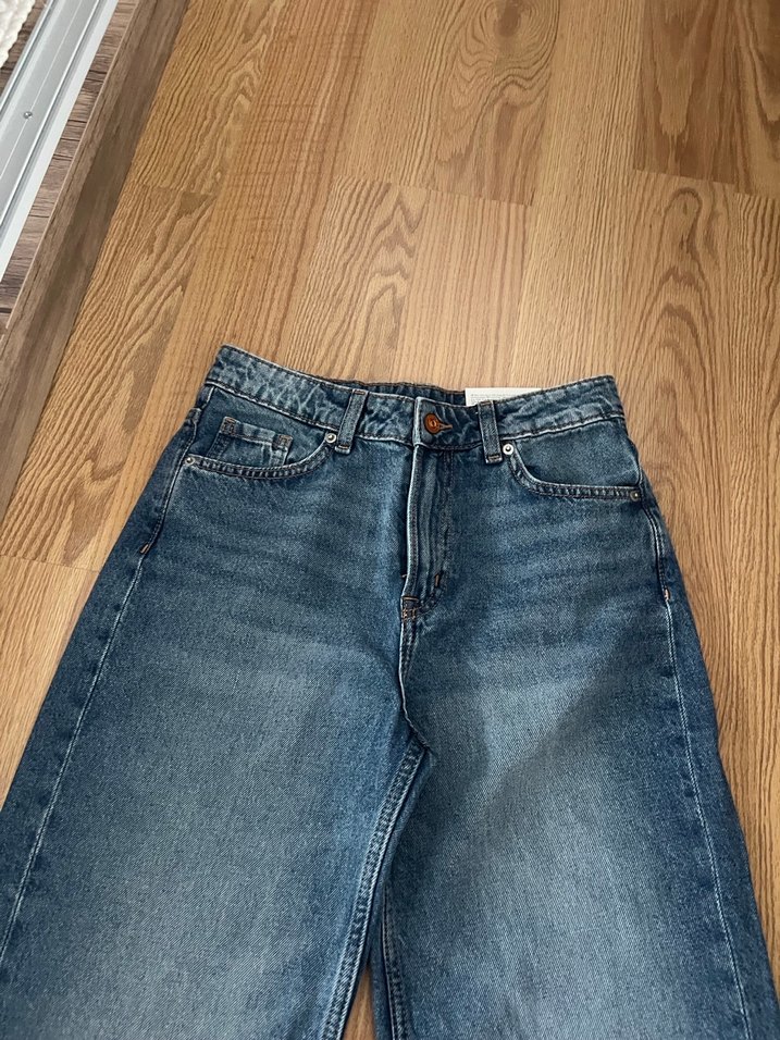 Gri Midi Boy Kadın Denim Pantolon wide leg - Görsel 2