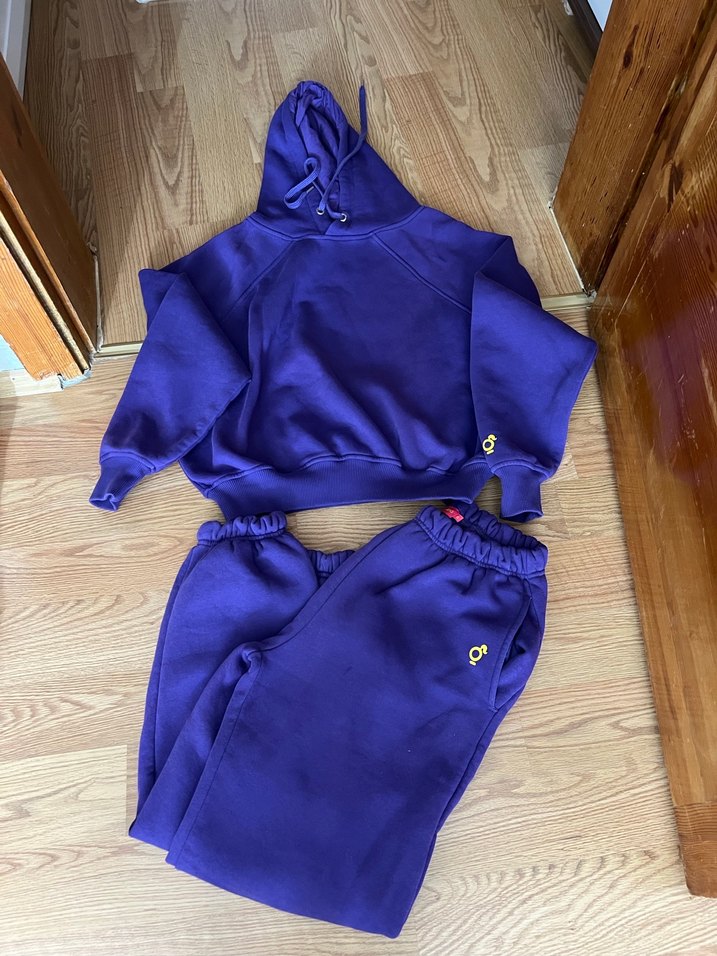 İçin Mor Kapüşonlu Rahat Eşofman Takımı - Görsel 2