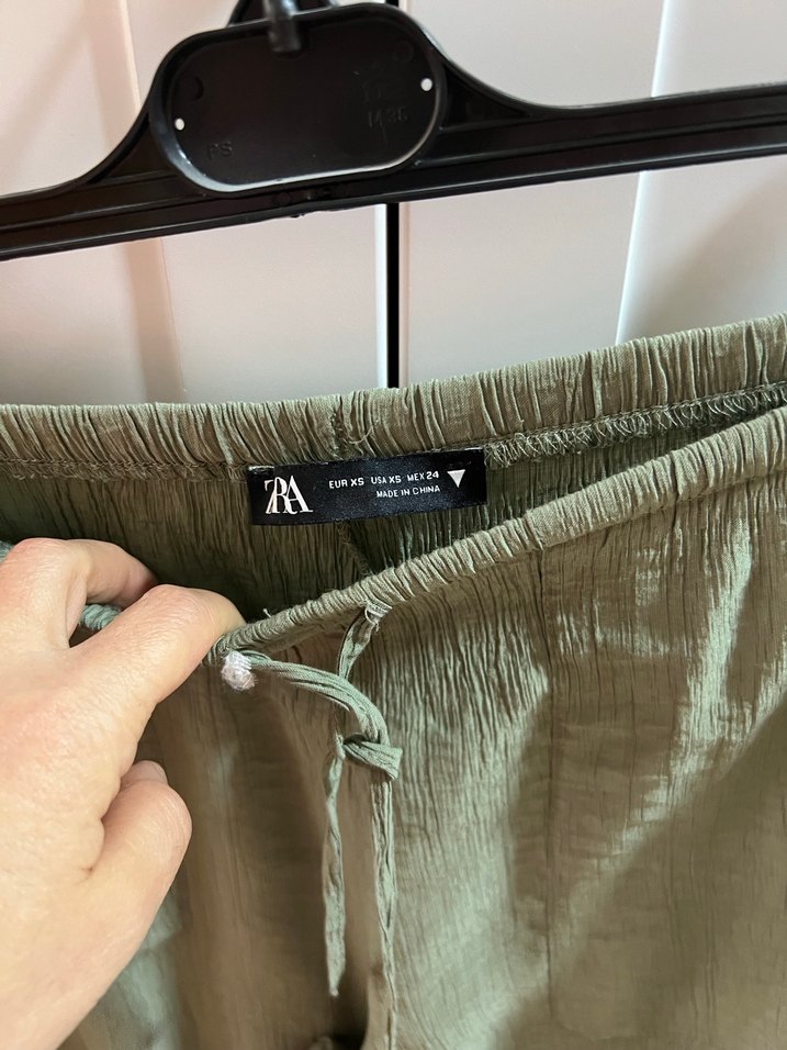 Kadın Haki Bol Kesim Keten Pantolon - Görsel 3