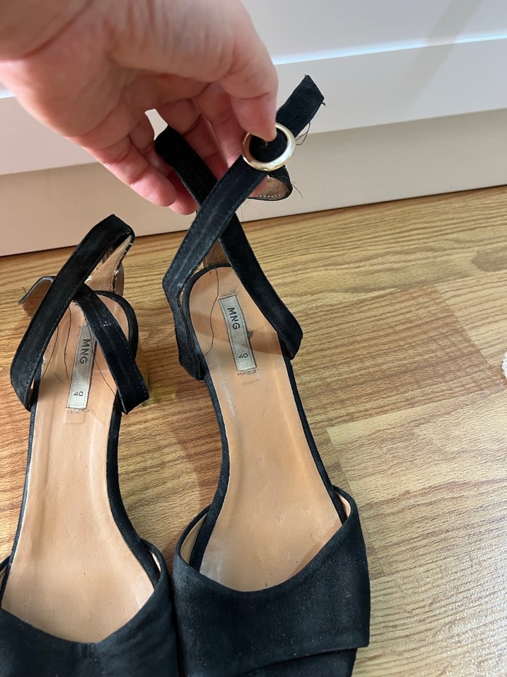 Siyah Süet Dolgu Topuklu Kadın Akşam Ayakkabısı - Görsel 2