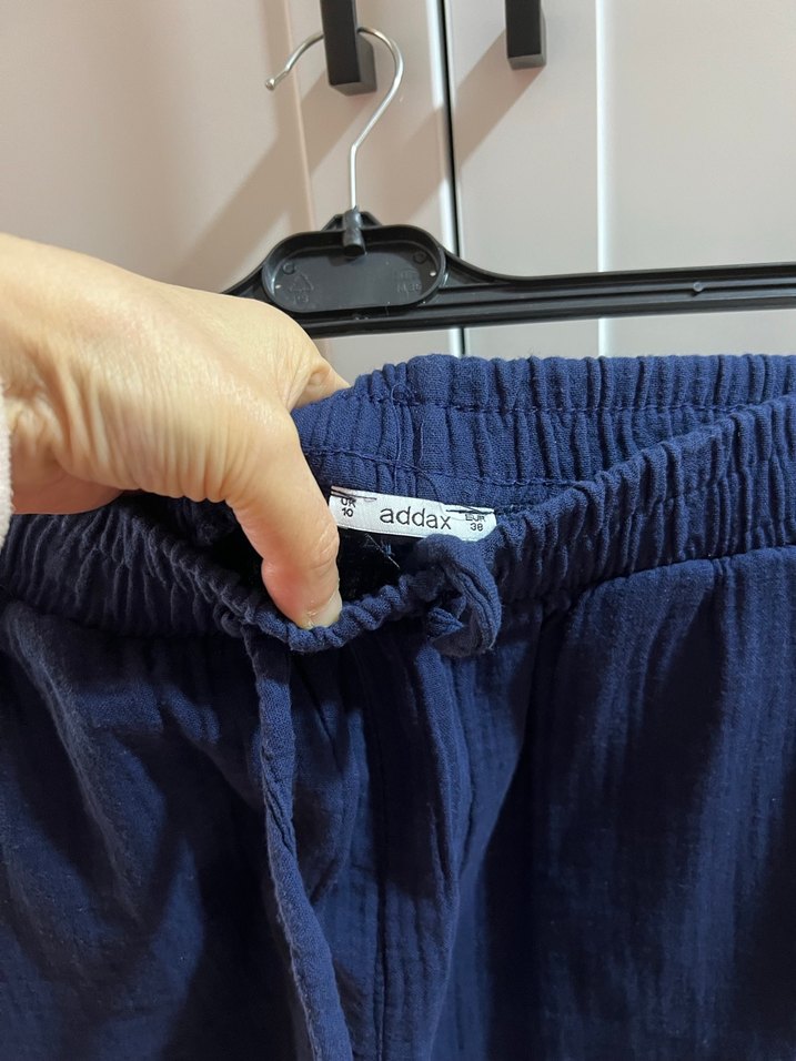 Lacivert Kemerli Keten Kadın Pantolon kalite süper - Görsel 3