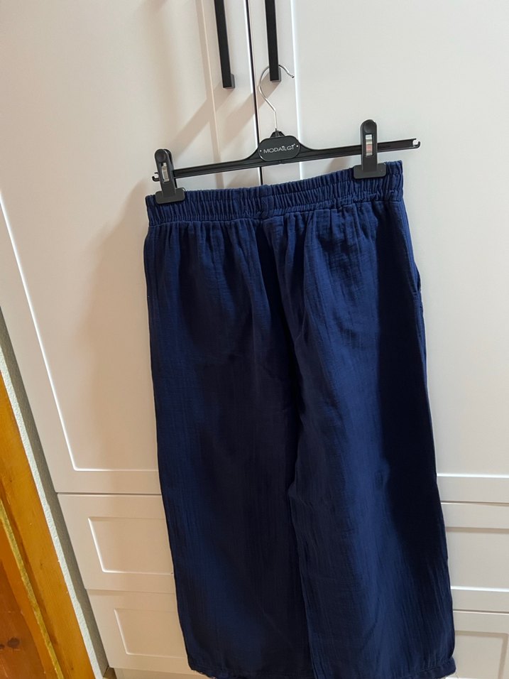 Lacivert Kemerli Keten Kadın Pantolon kalite süper - Görsel 4