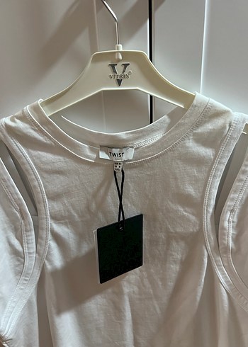 Beyaz Baskılı Kısa Kollu Oversize Tişört - Görsel 2