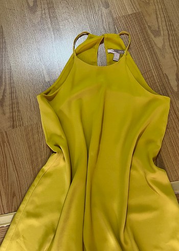 Sarı Midi Saten Salaş Elbise - Görsel 2