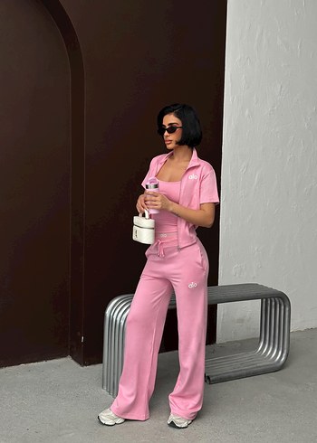 Pembe 3 parça Kadın Eşofman Takımı - Görsel 2