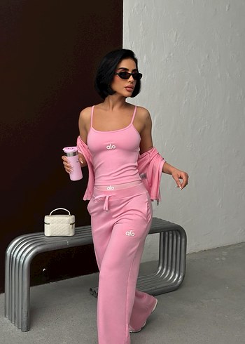 Pembe 3 parça Kadın Eşofman Takımı - Görsel 3