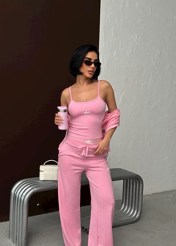 Pembe 3 parça Kadın Eşofman Takımı - Görsel 5