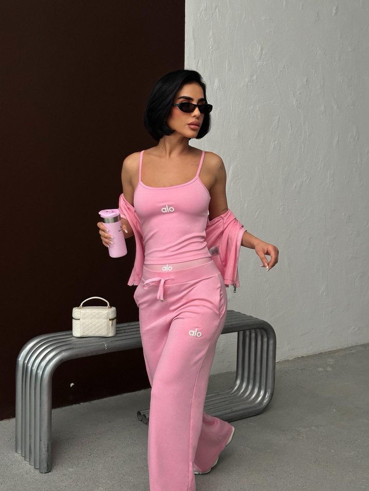 Pembe 3 parça Kadın Eşofman Takımı - Görsel 3