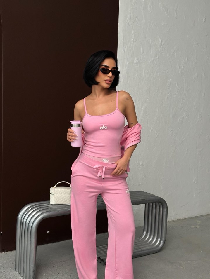 Pembe 3 parça Kadın Eşofman Takımı - Görsel 5