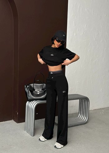 Siyah Alo model Kadın Oversize Eşofman Takımı - Görsel 3