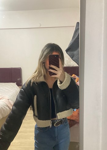 Kürklü Deri Kısa Kadın Ceket - Görsel 2