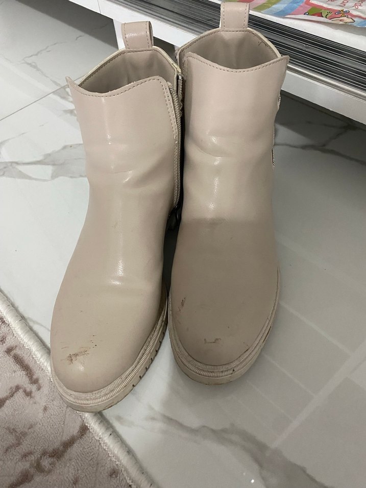 Bej Deri Kadın Dolgu Topuklu Bot - Görsel 3