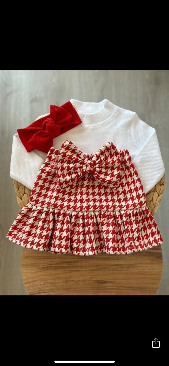 Kız Çocuk Ekose Desenli Fiyonklu Elbise - Görsel 2