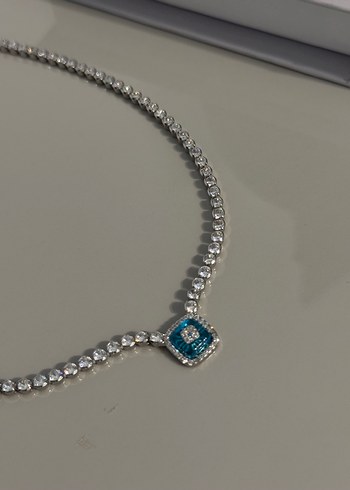 Mavi taşlı su yolu kolye - Görsel 2