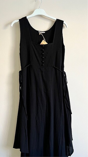 38 Beden siyah Renk Şile Bezi Elbise