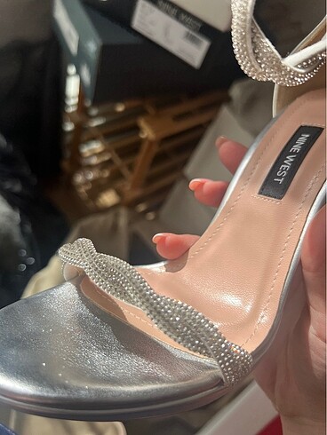 38 Beden gri Renk Nine west topuklu abiye ayakkabı