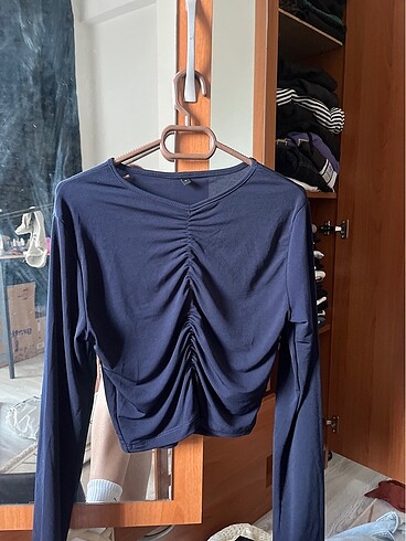 trendyolmilla lacivert crop üst