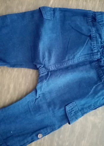 3-6 Ay Beden Erkek Çocuk Koyu Mavi Bol Kesim Denim Pantolon