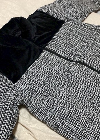 44 Beden siyah Renk Siyah Detaylı Kadın Midi Ceket