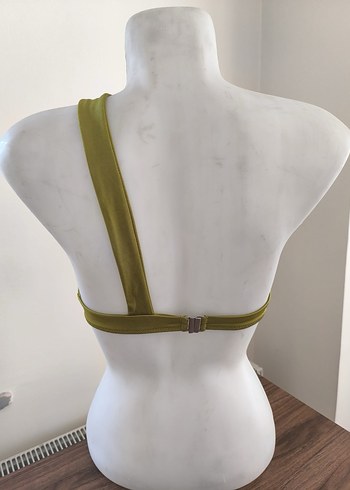 Parlak Yağ Yeşili Tek Omuz Bikini Üstü - Görsel 2
