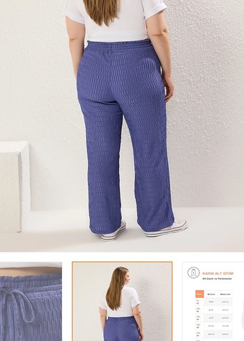 Büyük Beden Mavi Rahat Kesim Pantolon - Görsel 3
