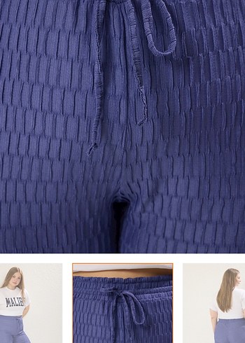 Büyük Beden Mavi Rahat Kesim Pantolon - Görsel 4