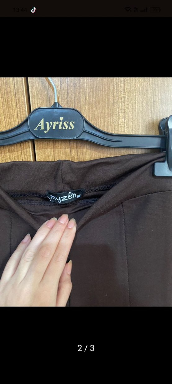 Kahverengi Kemerli Kadın İspanyol Paça Pantolon - Görsel 2