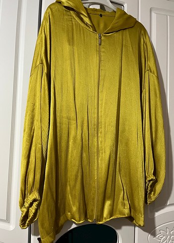 Sarı Parlak Fermuarlı Kadın Ceket - Görsel 3