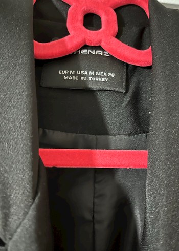 Düğmeli Siyah Midi Kadın Blazer Ceket - Görsel 2