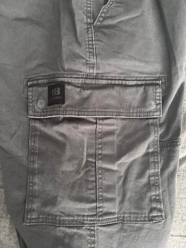 Pull&Bear Gri Kargo Pantolon - Görsel 3