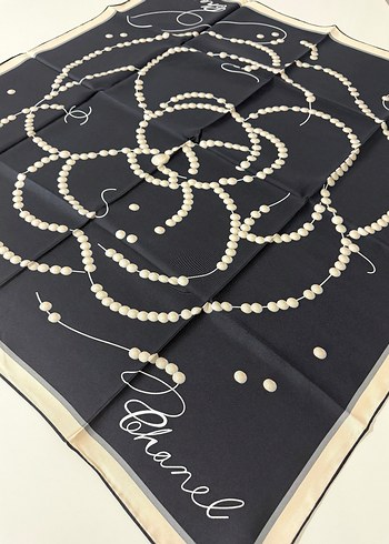 İpekevi Chanel Model Siyah Tivil İpek Esarp