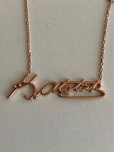 Gümüş Rosegold Atatürk imzalı kolye