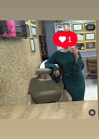 Diğer Uzun Yeşil Baskılı Kadın Elbise